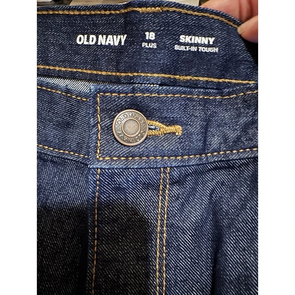 Lot Of 2 Old Navy Skinny Jeans Boys Size 18 Plus Dark Blue Denim Built In Tough